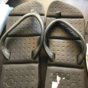 CROCS Captiva Cushioned Slip-on Thong Angled Comfort Sandals in Black